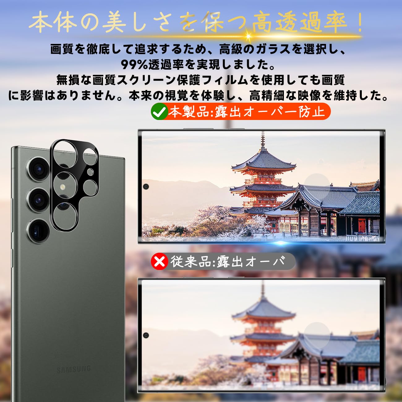 Amazon | 対応 Galaxy S24 Ultra 5G フィルム GalaxyS24 Ultra 5G 【2